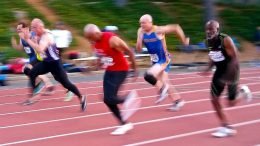Damien Leake (in red) and Charles Allie (at right) were truly blurs in the Sierra Gold 100.