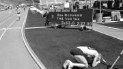 Sue McDonald recovers on infield after setting a W55 American record in the 800.