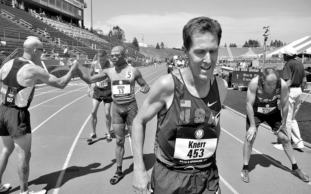 Ray Knerr of Ventura, California, savors his national title in the M55 800.