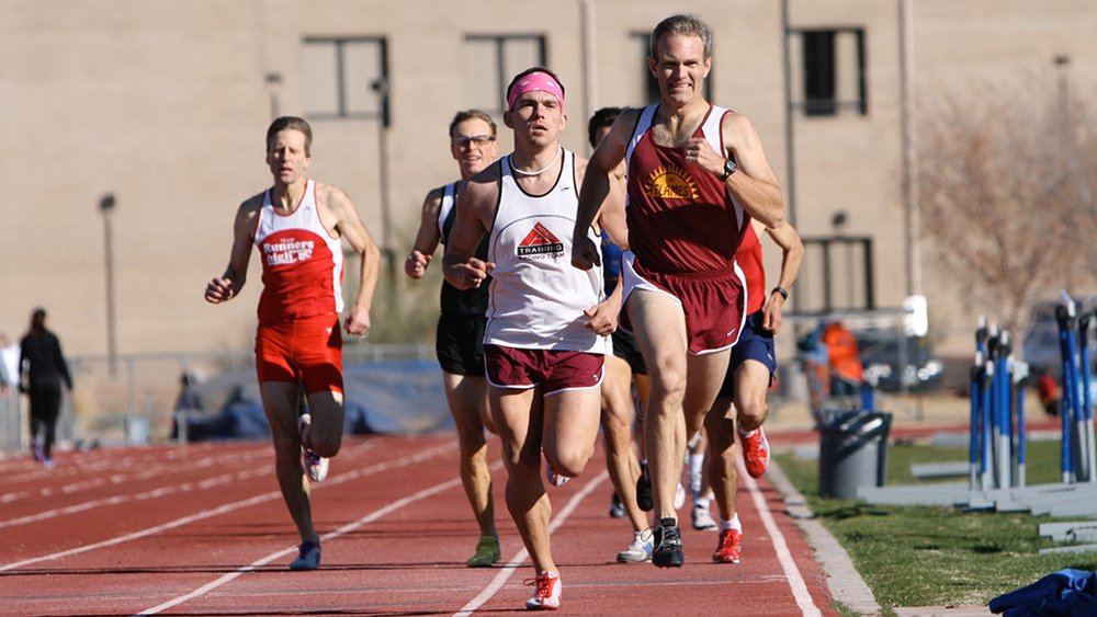Douglas Thompson (in all red) led a field several years ago at Paradise Valley Community College.