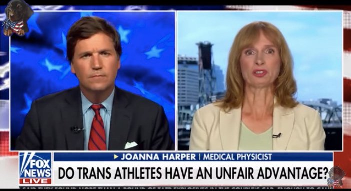Tucker Carlson on Fox News couldn't keep up with masters runner Joanna Harper.