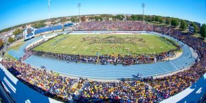 For some reason, the track stadium at North Carolina A&T is wasted on football.