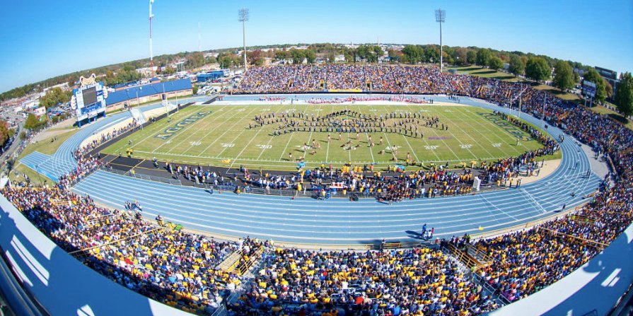 For some reason, the track stadium at North Carolina A&T is wasted on football.