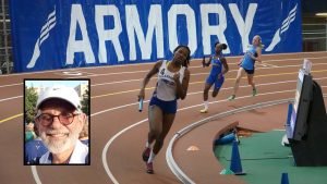 Phil Greenwald (inset, shown in Malaga) will direct 2021 indoor nationals at the new home of the Millrose Games.