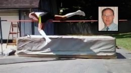 Straddler Steve Hackel trains off concrete at a homemade facility in Illinois.