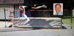 Straddler Steve Hackel trains off concrete at a homemade facility in Illinois.
