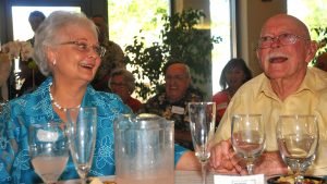 Linda and David Pain enjoyed his 90th birthday party in 2012 at the San Diego church where he'll be remembered on April 6.