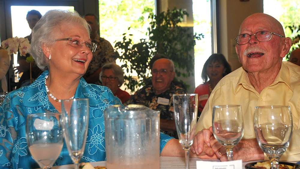 Linda and David Pain enjoyed his 90th birthday party in 2012 at the San Diego church where he'll be remembered on April 6.