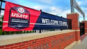 Athletes are greeted at track complex — next to ample parking, thank goodness.