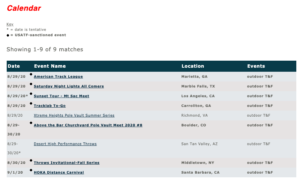 USATF calendar doesn't event list the South Carolina Trackfest.