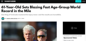 Dan King's mile WR was celebrated on Runner's World. But without a meet sanction, it will never go into the books.