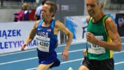 Gary Patton battled Kevin Solomon of Australia in the last few meters of the 3000 at 2019 Torun worlds, clocking 11:30.11 for M70 silver.