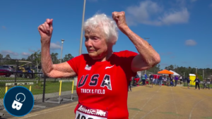 Julia Hawkins ran 100 meters in 62.95 seconds for the first women's mark in the W105 age group.