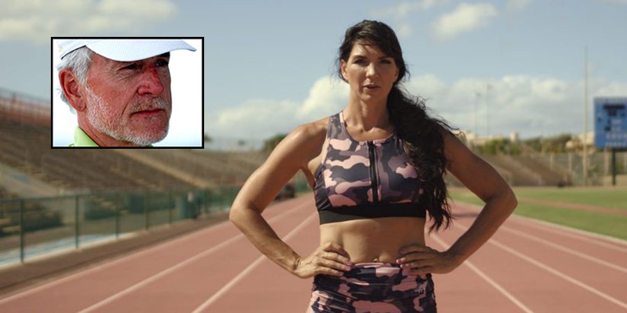 Cynthia Monteleone, outspoken against transgender women competing in sports, went round with Rex Harvey (inset)