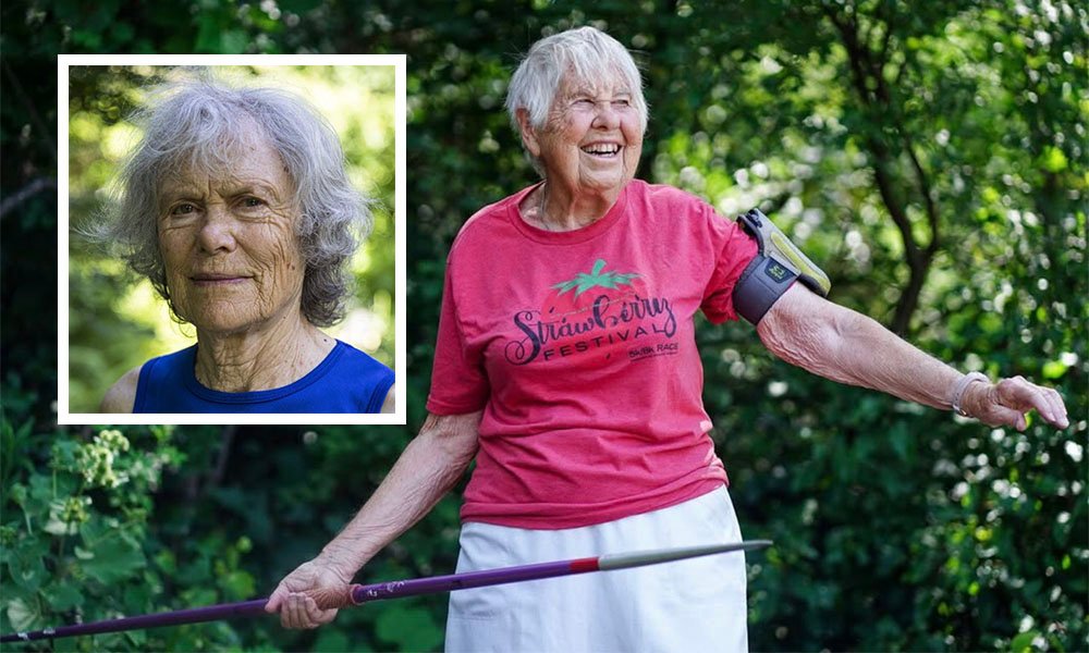 Edna (with javelin) and Sandy (inset) added to their running legends in Ithaca, New York.